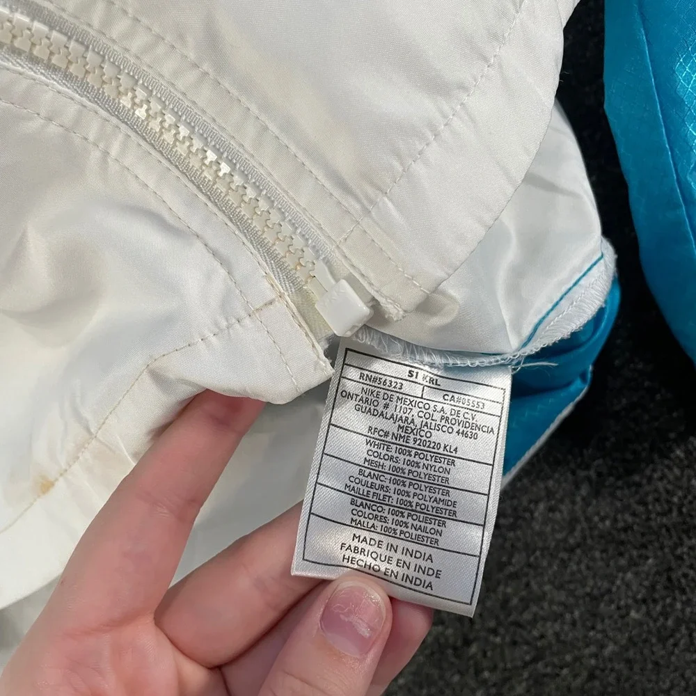 Nike Windbreaker Jacket Women Medium White Turquoise Good Vintage Colorblock 90s